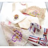 10 EMBROIDERED HANDKERCHIEFS, SOME WITH