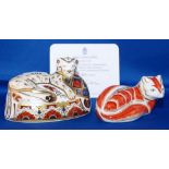 TWO PIECES OF ROYAL CROWN DERBY , LION C