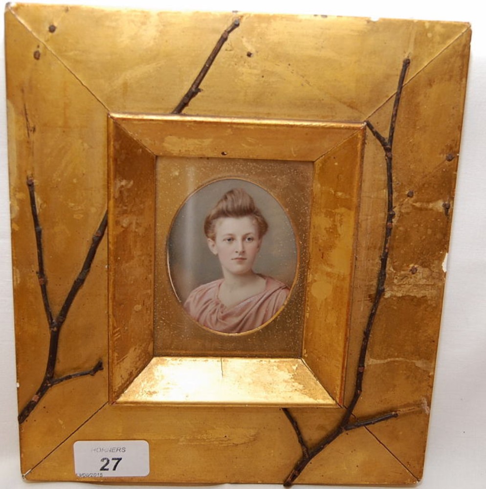 C19TH MINIATURE PORTRAIT OF YOUNG WOMAN - Image 2 of 6