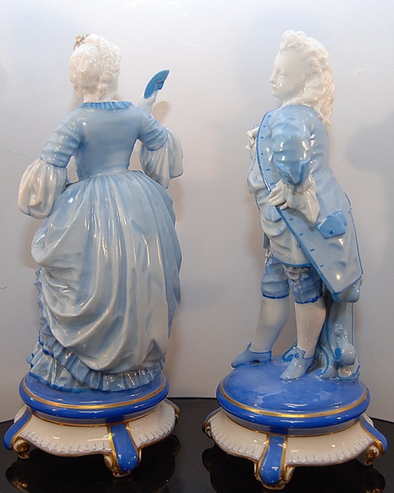 PAIR OF 19TH CENTURY VOLKSTADT BLUE AND - Image 6 of 10