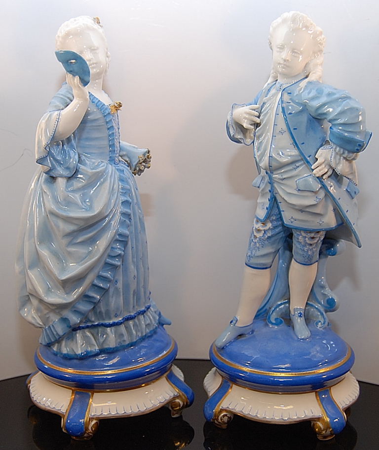 PAIR OF 19TH CENTURY VOLKSTADT BLUE AND - Image 3 of 10