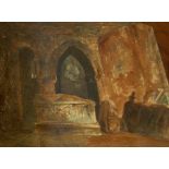 UNFRAMED WATER COLOUR, CHURCH SCENE WITH