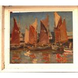 FRAMED OIL ON BOARD, SAILING BOATS AT RE