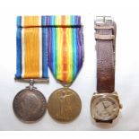 WWI PAIR MEDALS WITH CERTIFICATE, FRAMED