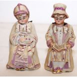 A PAIR OF VICTORIAN POTTERY NODDING GRAN