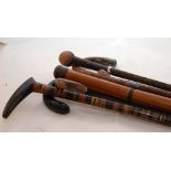 6 ANTIQUE WALKING STICKS TO INCLUDE FLAS