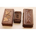 THREE VINTAGE WOODEN SNUFF BOXES TO INCL