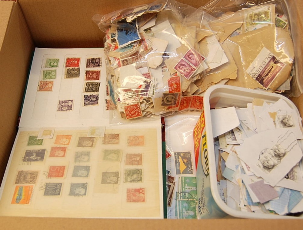 BOX OF VARIOUS IN THREE STOCKBOOKS AND L