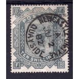 GB: 1867-83 10/- GREENISH GREY CANCELLED