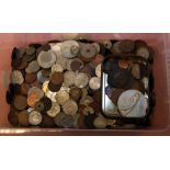 TUB OF MIXED COINAGE, GB PENNIES, SOME O