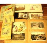 MIXED POSTCARDS IN TWO ALBUMS AND LOOSE,