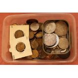 GB COINS: TUB OF MIXED WITH SOME SILVER,