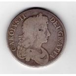 GB COINS: CHARLES II CROWN, 1673 QUINTO