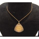 GOLD 1902 HALF SOVEREIGN IN PENDANT MOUN