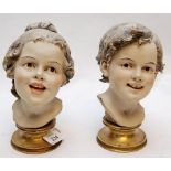 PAIR OF 20TH CENTURY BOY AND GIRL HEADS