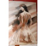 LARGE OIL ON CANVAS, FEMALE NUDE (MOUNTE