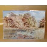 FRAMED BROADLAND WATER COLOUR BEARING SI