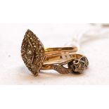 TWO LADIES GOLD RINGS - 18CT GOLD AND DI