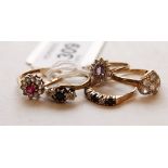 FIVE 9CT GOLD LADIES RINGS