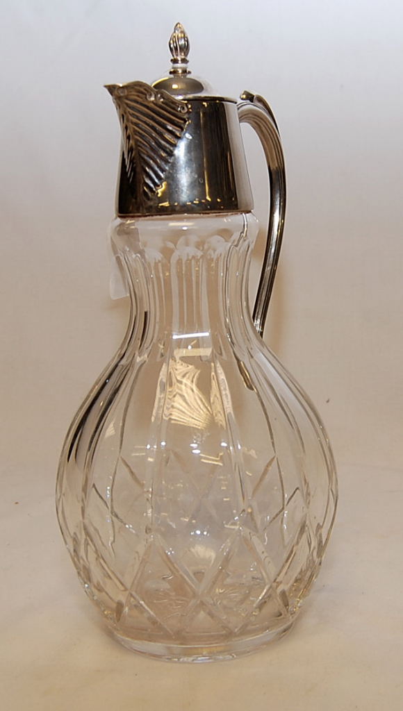 A LEAD CRYSTAL CLARET JUG WITH SILVER PL - Image 7 of 7