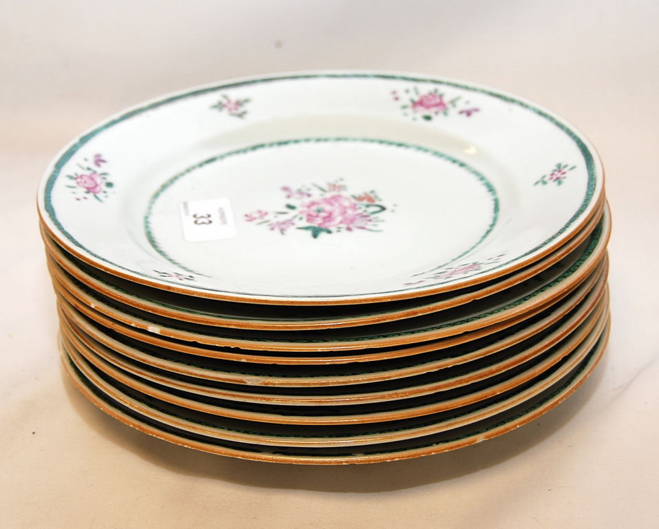 9 CHINESE PLATES C1800 (A/F)