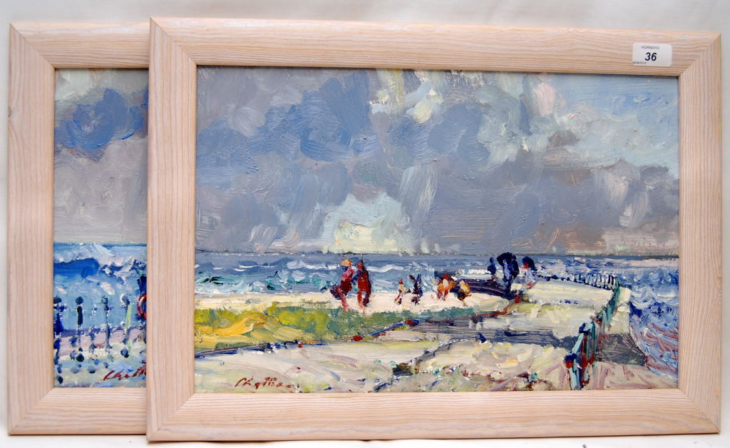 PAIR OF FRAMED OIL ON BOARD, "SOUTHWOLD