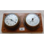 A MARINERS CLOCK AND BAROMETER BY J.W. S