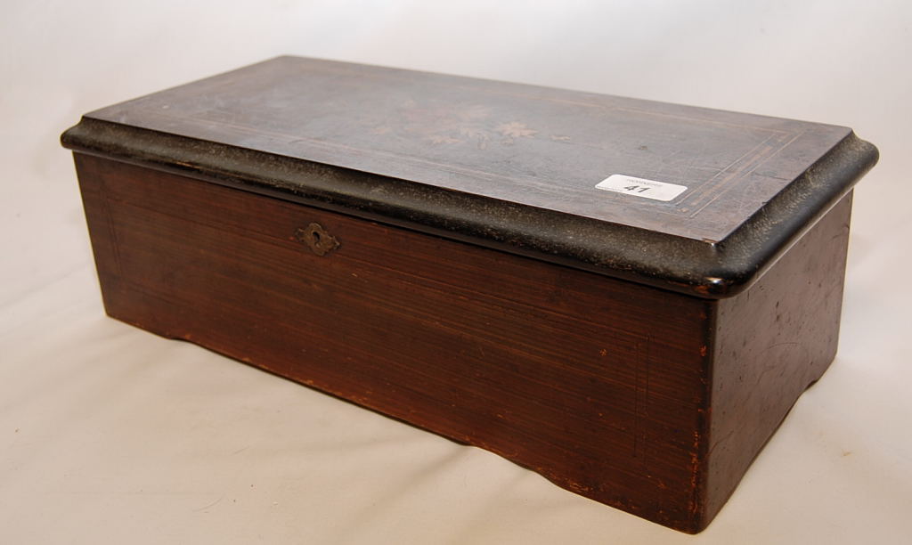 A C19TH ROSEWOOD MUSIC BOX, PLAYING 8 TU