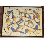 FRAMED OIL ON CANVAS "ABSTRACT SHAPES II " BEARING SIGNATURE VERSO TOM FLANAGAN,