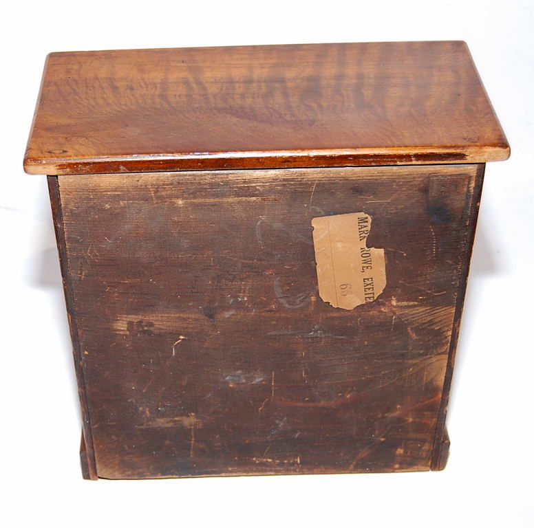 VICTORIAN MINIATURE THREE DRAWER WALNUT CHEST WITH DECORATIVE BRASS ESCUTCHEONS AND TURNED WOODEN - Image 2 of 2