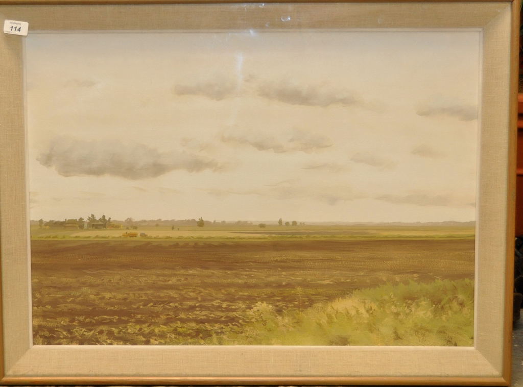 FRAMED GOUACHE ON BOARD, "FIELDS TO CAMBRIDGE" BEARING THE SIGNATURE ANTHONY DAY, - Image 2 of 4