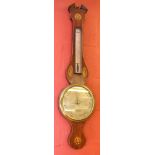 BANJO BAROMETER, INLAID SHELL AND FLOWER DECORATION, FACE MARKED P.