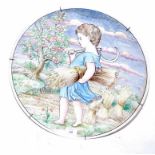 VINTAGE CHARGER DECORATED WITH A YOUNG GIRL ON CORNFIELD 42CM (AF)