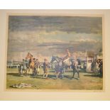 MOUNTED PRINT AFTER ALFRED MUNNINGS "AFTER THE RACE" PUBLISHED BY FROST AND REED 1956