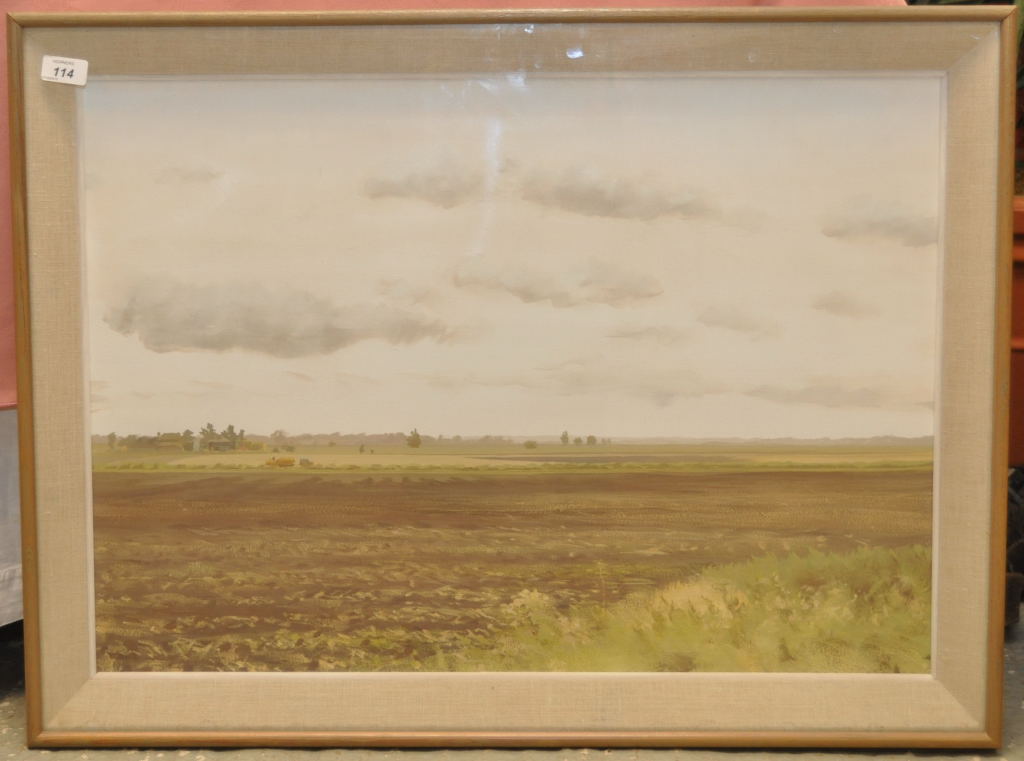 FRAMED GOUACHE ON BOARD, "FIELDS TO CAMBRIDGE" BEARING THE SIGNATURE ANTHONY DAY, - Image 3 of 4