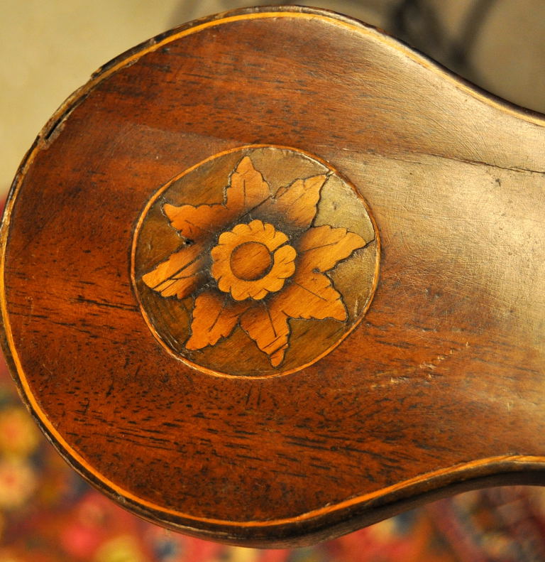 BANJO BAROMETER, INLAID SHELL AND FLOWER DECORATION, FACE MARKED P. - Image 3 of 8