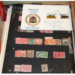 BOX VARIOUS ON LEAVES, STOCKCARDS AND LOOSE, NEW ZEALAND,1953 CORONATION ISSUES MINT ETC.