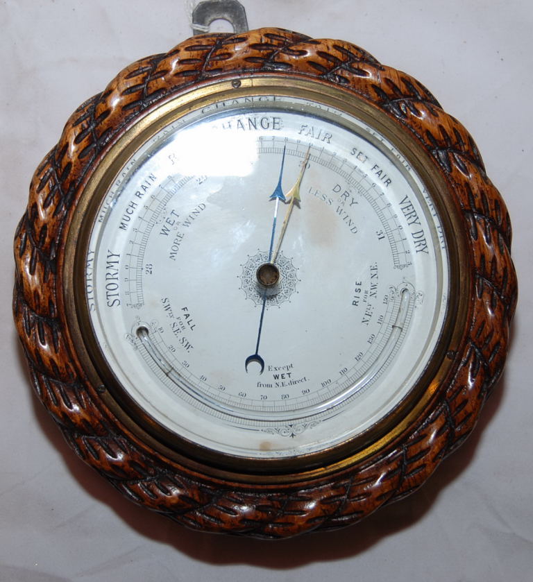 VICTORIAN ANEROID BAROMETER WITH A 12.5CM