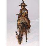 CAST CHINESE BRONZE OF A MAN ON A MULE 30CM