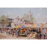 WATERCOLOUR, NORWICH MARKET BEARING SIGNATURE