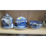 A New Hall 'Trench Mortar' part tea set, comprising teapot and stand, 23 cm (9 1/4 in) wide, sugar