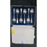 A cased set of six silver demi-tasse spoons, London 1924