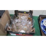 A small quantity of glass, Russian papier mache box, miniature Limoges furniture and other items