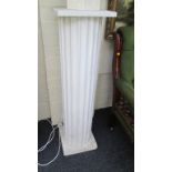 A white painted wooden pedestal, of fluted form on a square foot, ideal for bronze display