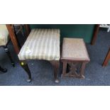 A 1920s dressing stool, and a Victorian oak stool