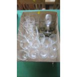 A small quantity of cut and moulded drinking glasses, including champagne flutes, etc