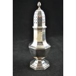 A silver octagonal Georgian style sugar caster, Birmingham 1904, maker Charles Wilkes - approx