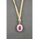 A 9ct gold necklace with ruby and diamond pendant - approx gross weight 9.3g CONDITION REPORT: