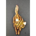 A Lea Stein cat brooch in tortoiseshell style colourway, mark to back - H10cm CONDITION REPORT: good