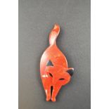 A Lea Stein cat brooch in mottled red colourway, mark to back - H10cm CONDITION REPORT: good